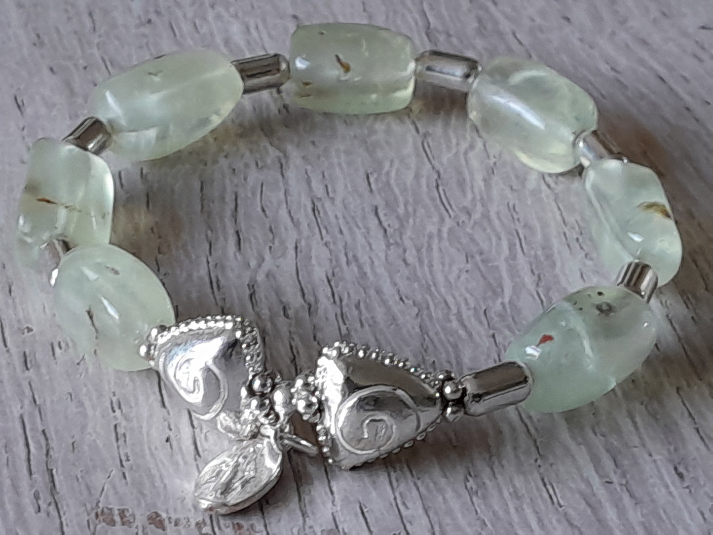 Prehnite Bracelet with 925 sterling silver (15-16cm) (53)