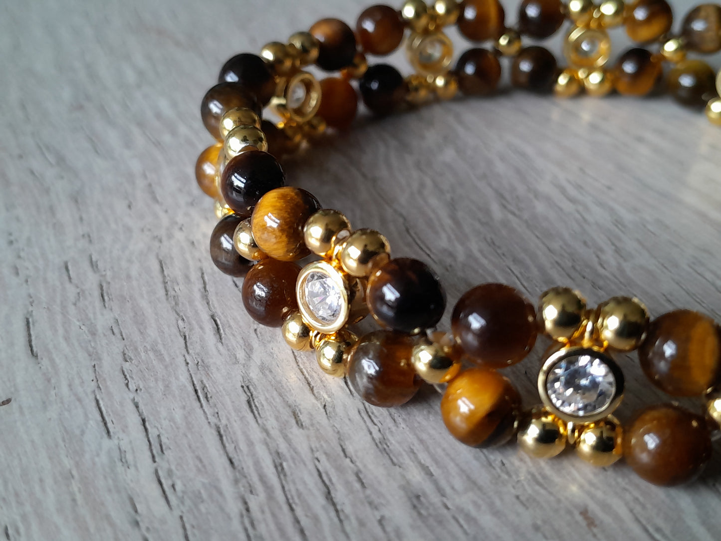 Tiger Eye Bracelet double gold (16,5-17cm) (18)