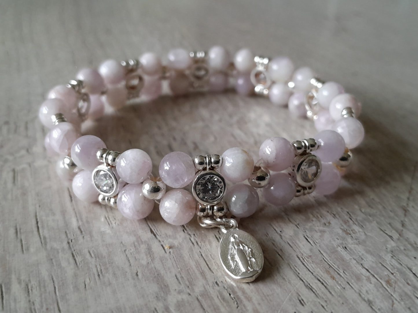 Kunzite Bracelet in 925 silver (15,5-16,5cm) (43)