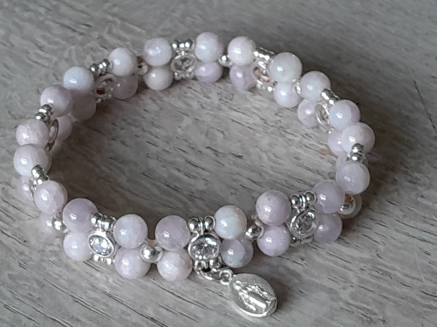 Kunzite bracelet 925 silver (17,5-18,5cm) (44)
