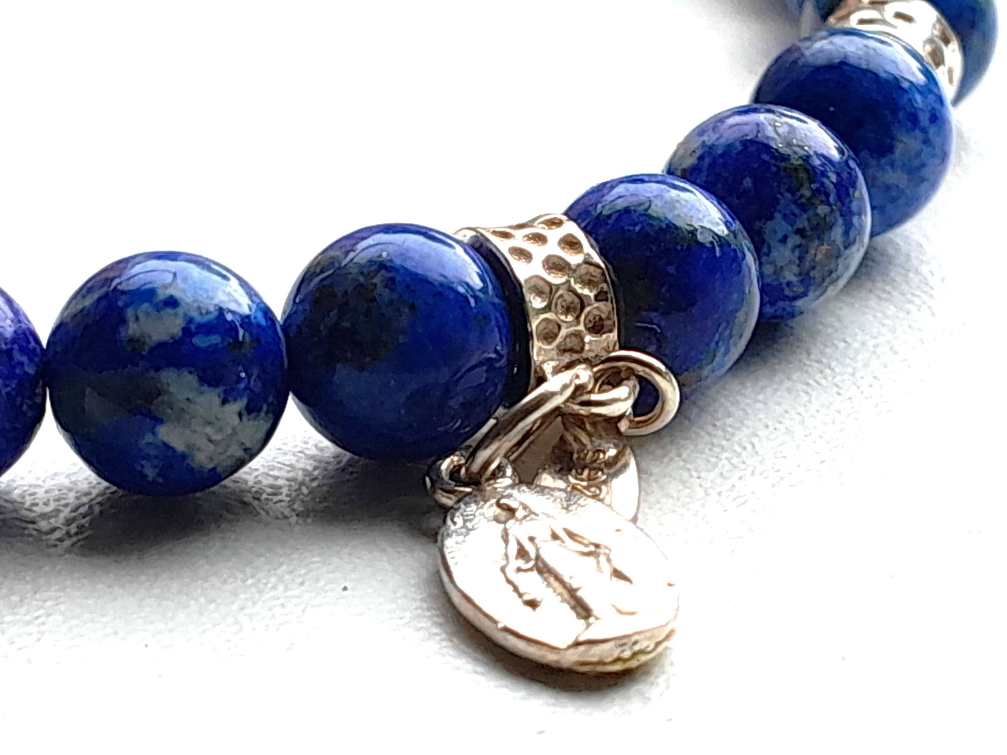 Bracelet Lapis Lazuli with 925 sterling silver beads. (19cm) |
