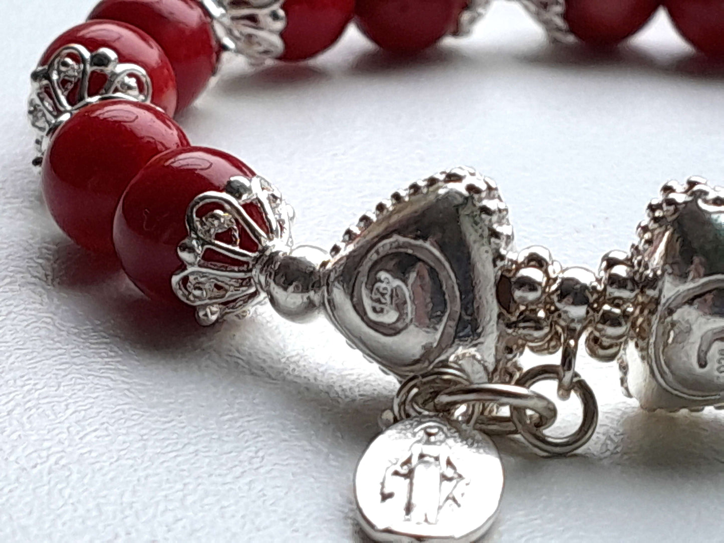 Coral Bracele-Double beads 8mm with 925 Sterling Silver (16-17) |