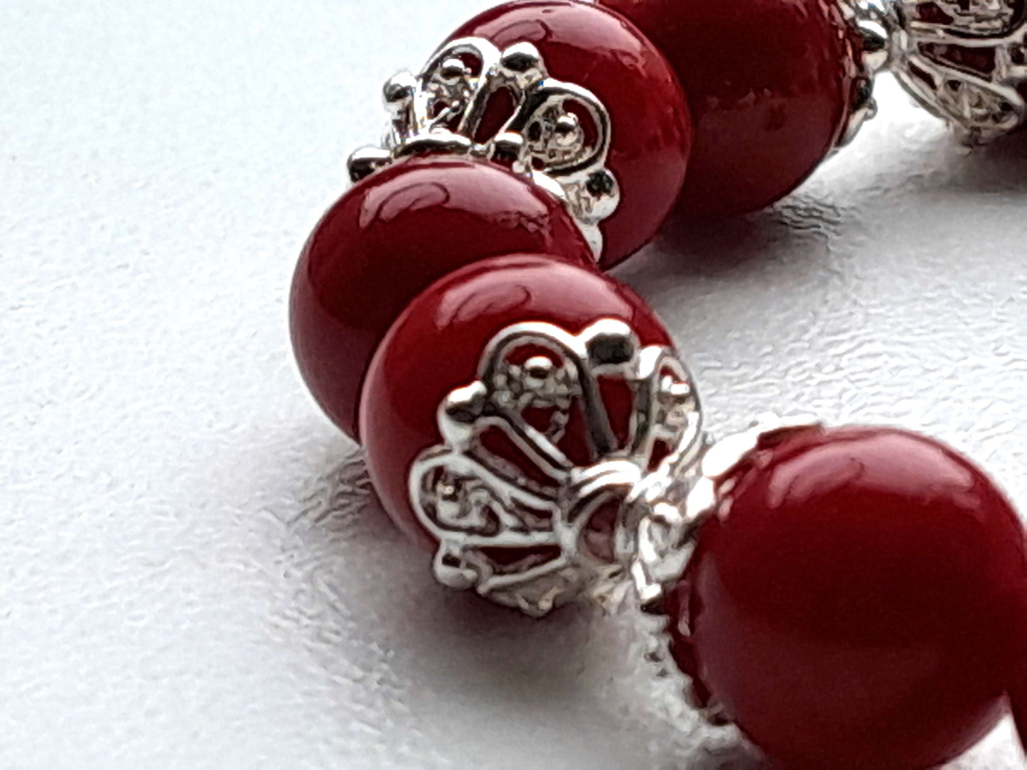Coral Bracele-Double beads 8mm with 925 Sterling Silver (16-17) |