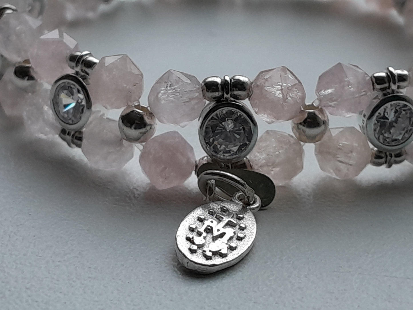 Pink Morganiet Bracelet (6mm facet geslepen) met 925 sterling zilver |