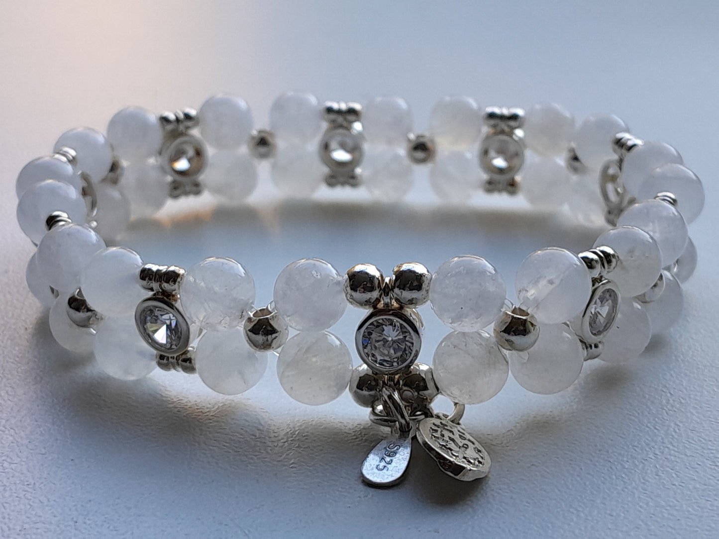 Moonstone bracelet 925 silver (17-18cm) (76)