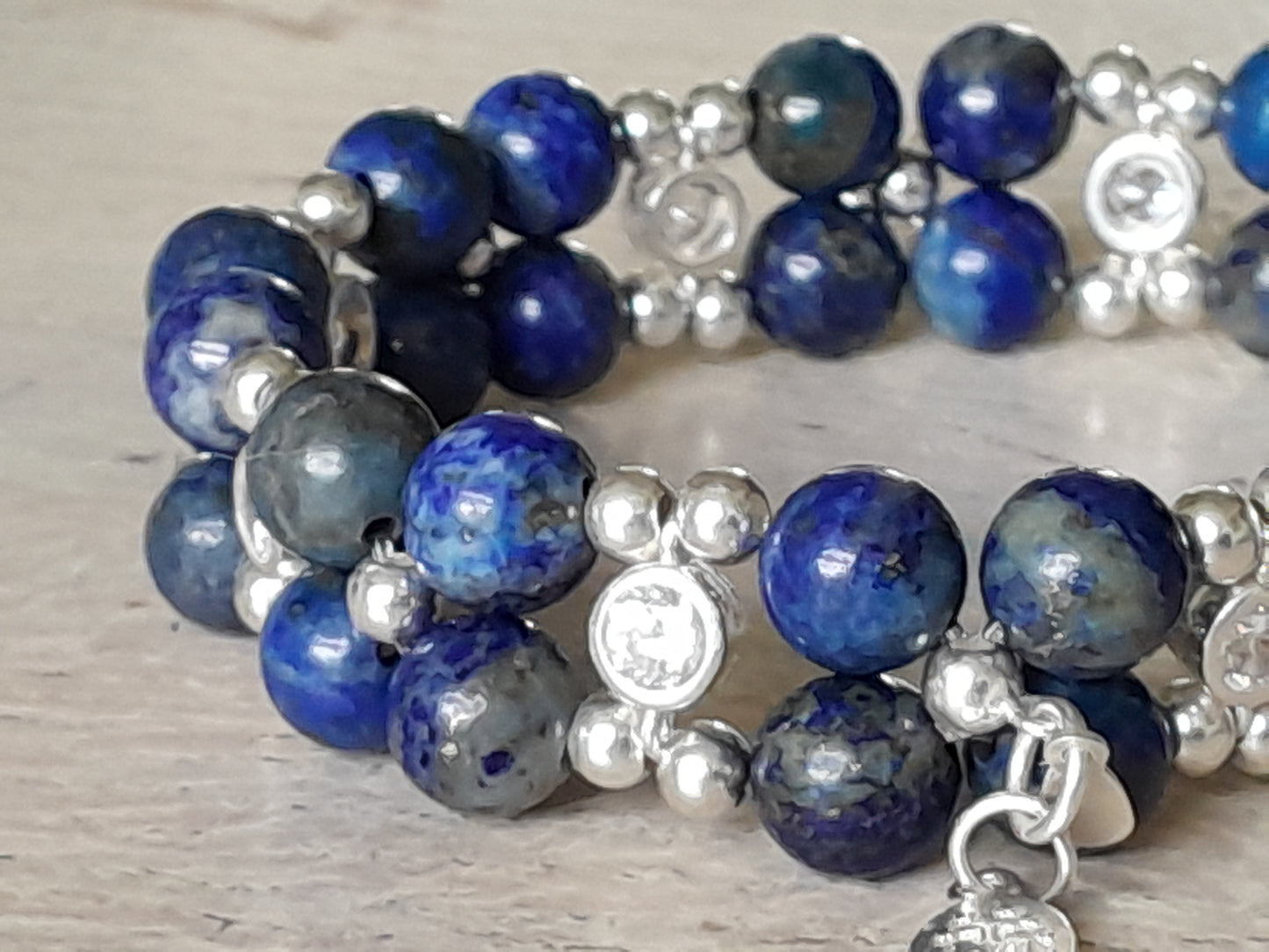 Lapis Lazuli bracelet with zirconia and 925 sterling silver (17-17,5cm) (31)