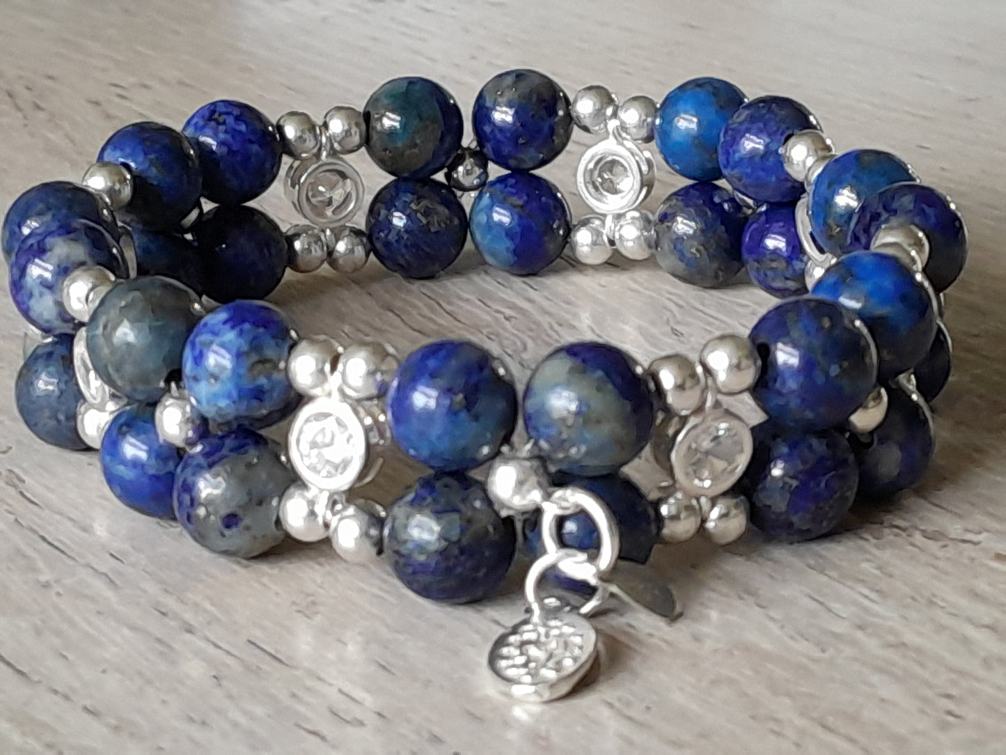 Lapis Lazuli bracelet with zirconia and 925 sterling silver (17-17,5cm) (31)
