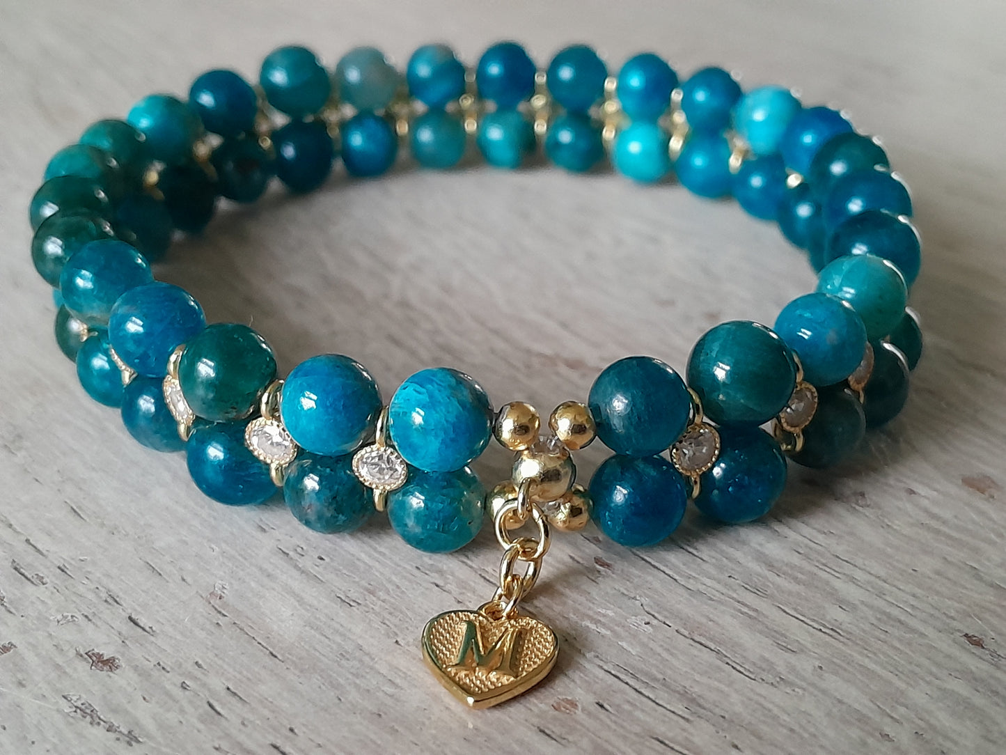 Apatite Bracelet in 925 gold plated (16-17cm) (51)
