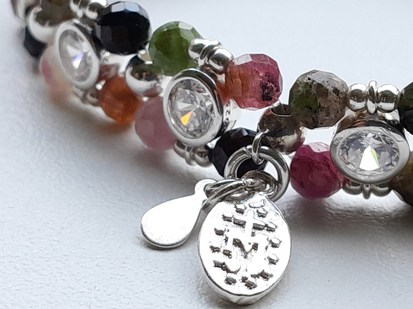 Tourmaline Multicolor 4mm 925 sterling silver (70)