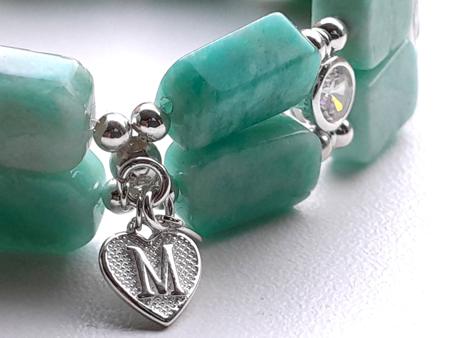 Amazonite 12x8mm stone Bracelet and 925 sterling silver (17-18,5) (93)