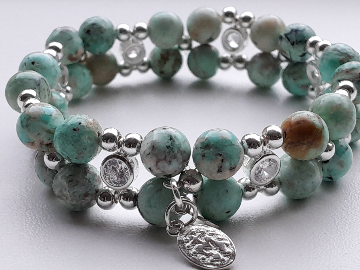 Turquoise (Peru) 8mm 925 sterling silver (16-17cm) (61)