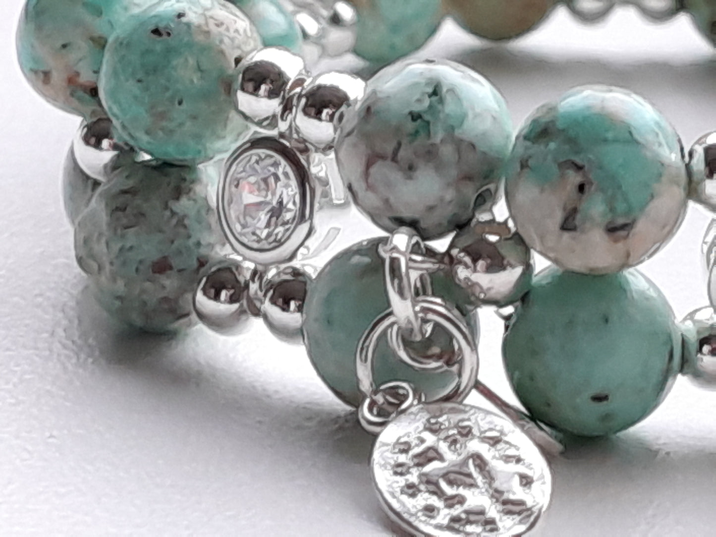 Turquoise (Peru) 8mm 925 sterling silver (16-17cm) (61)