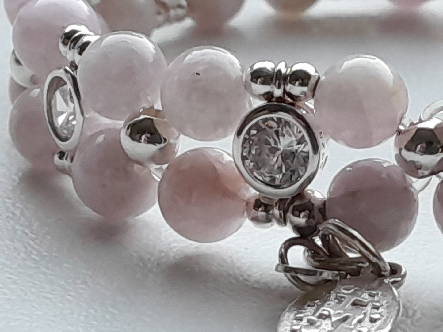 Kunzite bracelet 925 silver (17,5-18,5cm) (44)