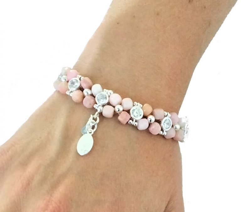 Andes Opal bracelet with zirkon and 925 silver (16-17cm) (57)