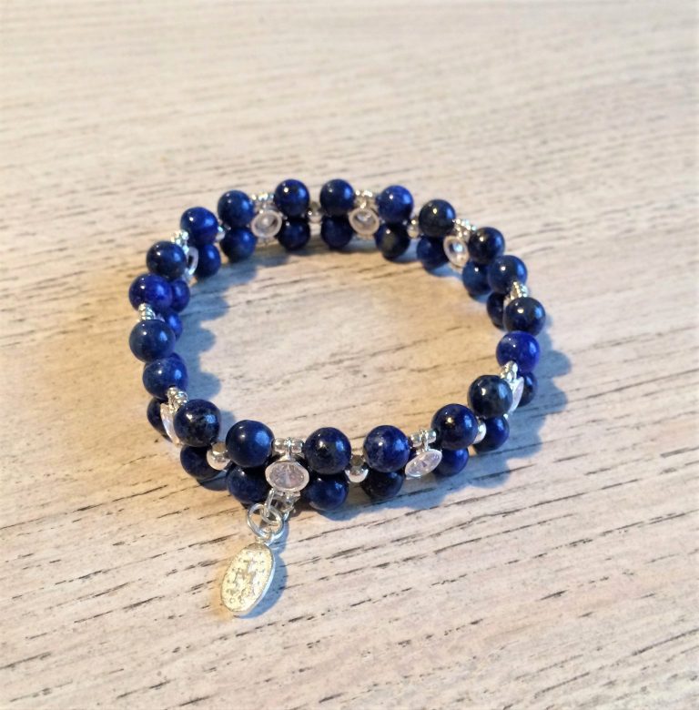 Lapis Lazuli bracelet 6mm and 925 sterling silver (16-17cm) (69)