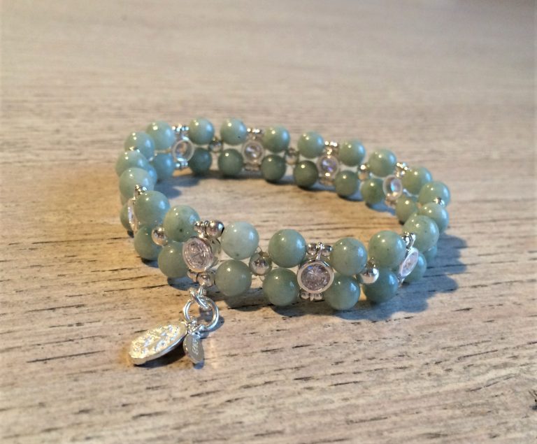 Jadeite Bracelet 925 silver (16,5-17,5cm) (74)