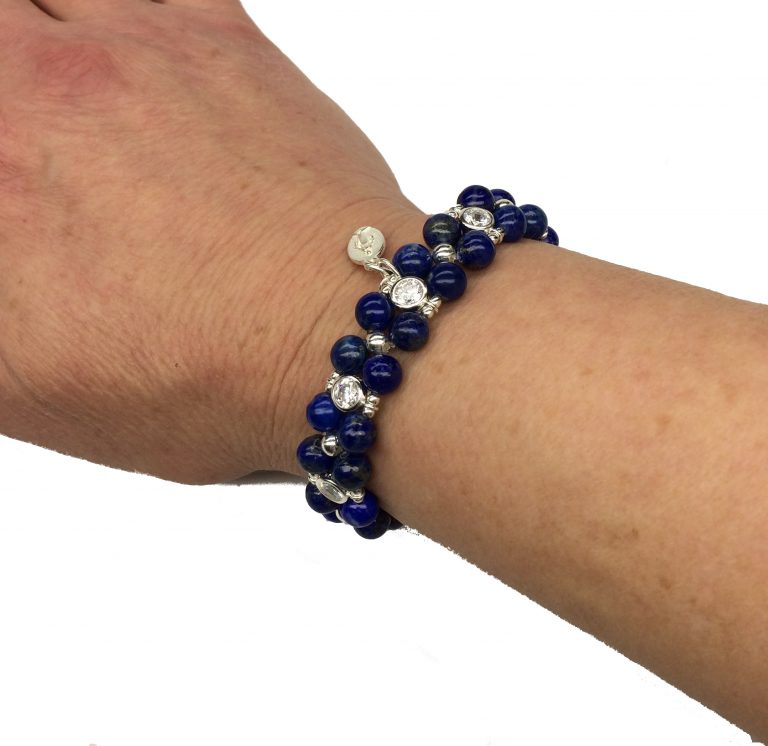Lapis Lazuli bracelet 6mm and 925 sterling silver (16-17cm) (69)