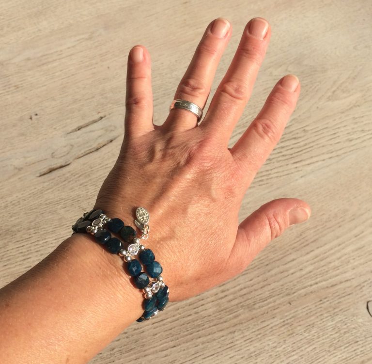 Apatite Bracelet in faceted squares - silver (16-17cm) (6)