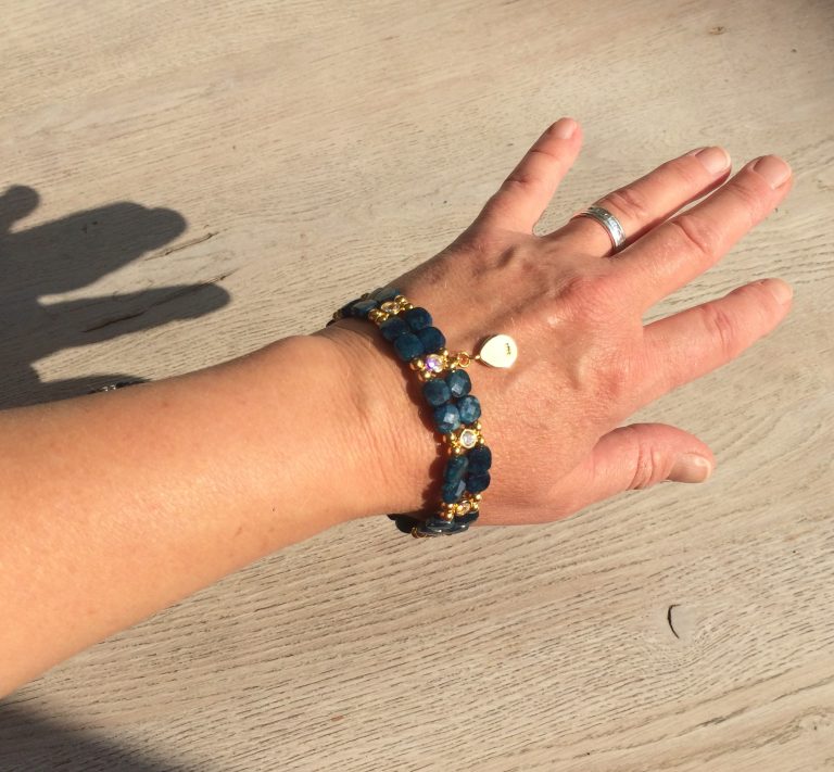 Apatite Bracelet in faceted squares - Gold plated 925 silver (18-19cm) (4)