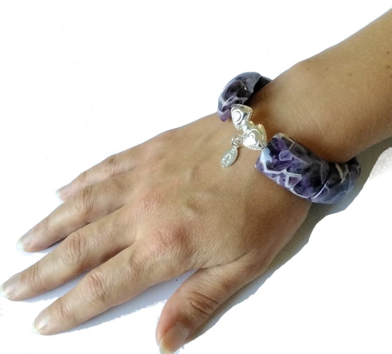 Amethyst Chevron Bangle large stones (16,5-17,5cm) (46-1)