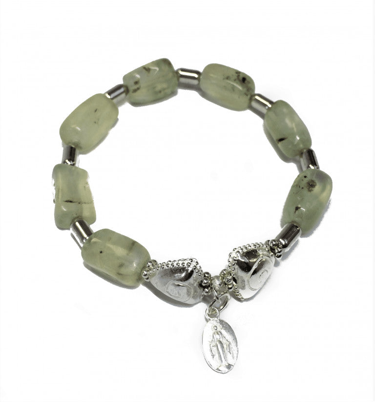 Prehnite Bracelet with 925 sterling silver (15-16cm) (53)