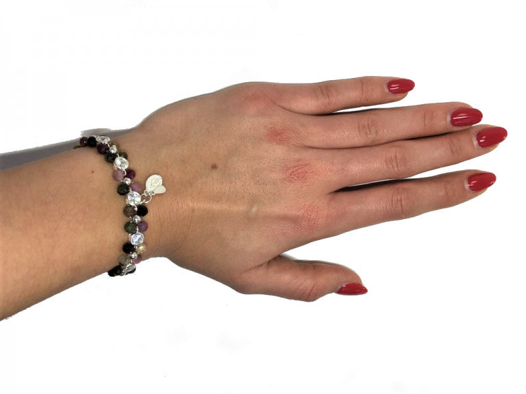 Tourmaline Multicolor 4mm 925 sterling silver (70)
