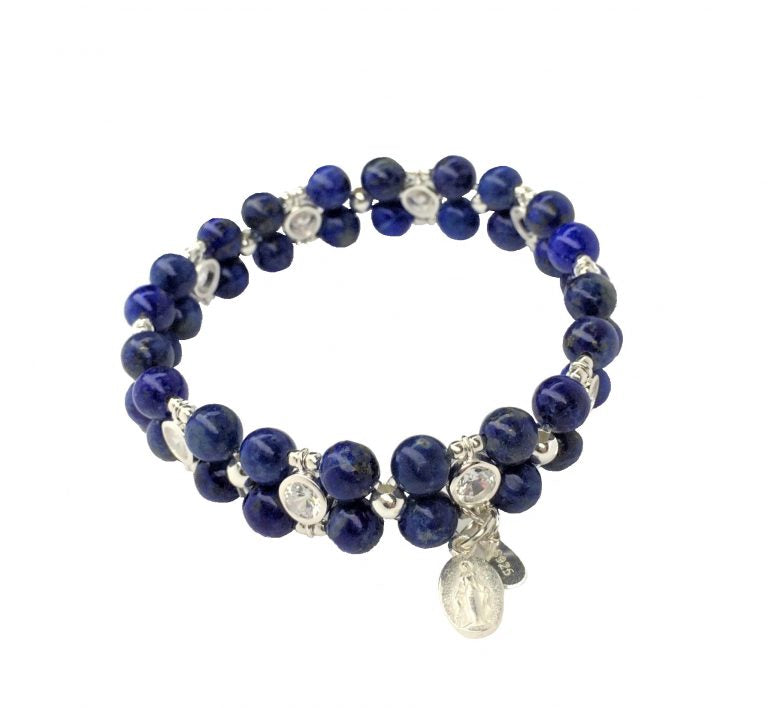 Lapis Lazuli bracelet 6mm and 925 sterling silver (16-17cm) (69)