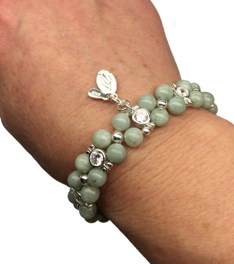 Jadeite Bracelet 925 silver (16,5-17,5cm) (74)