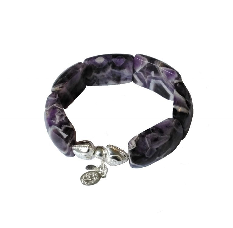 Amethyst Chevron Bangle large stones (16,5-17,5cm) (46-1)