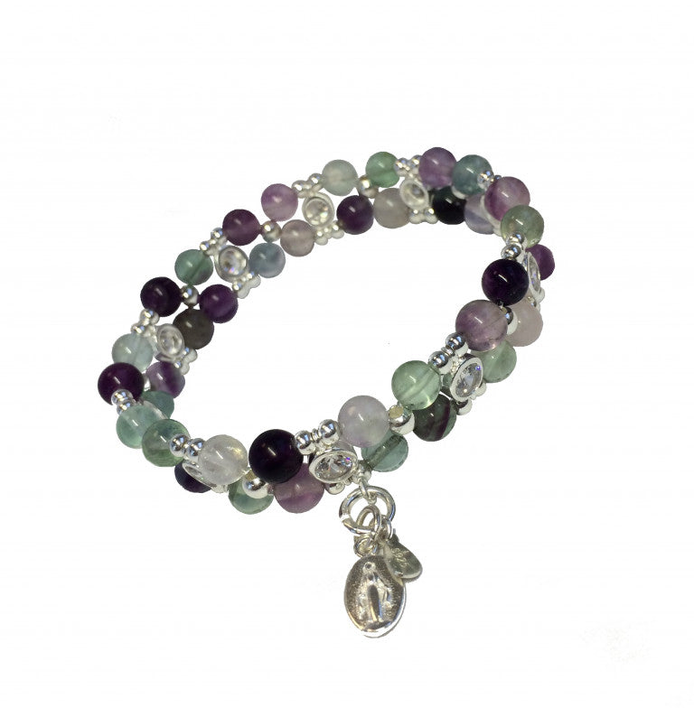 Fluorite Bracelet 925 silver (17-18cm) (81)