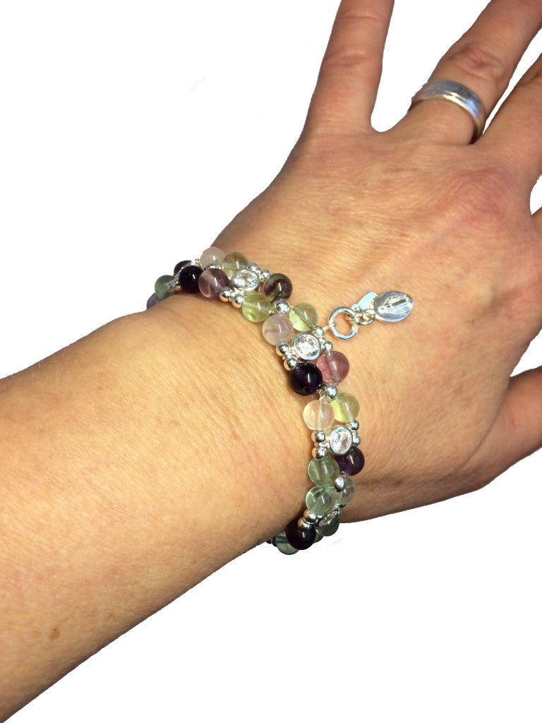 Fluorite Bracelet 925 silver (17-18cm) (81)