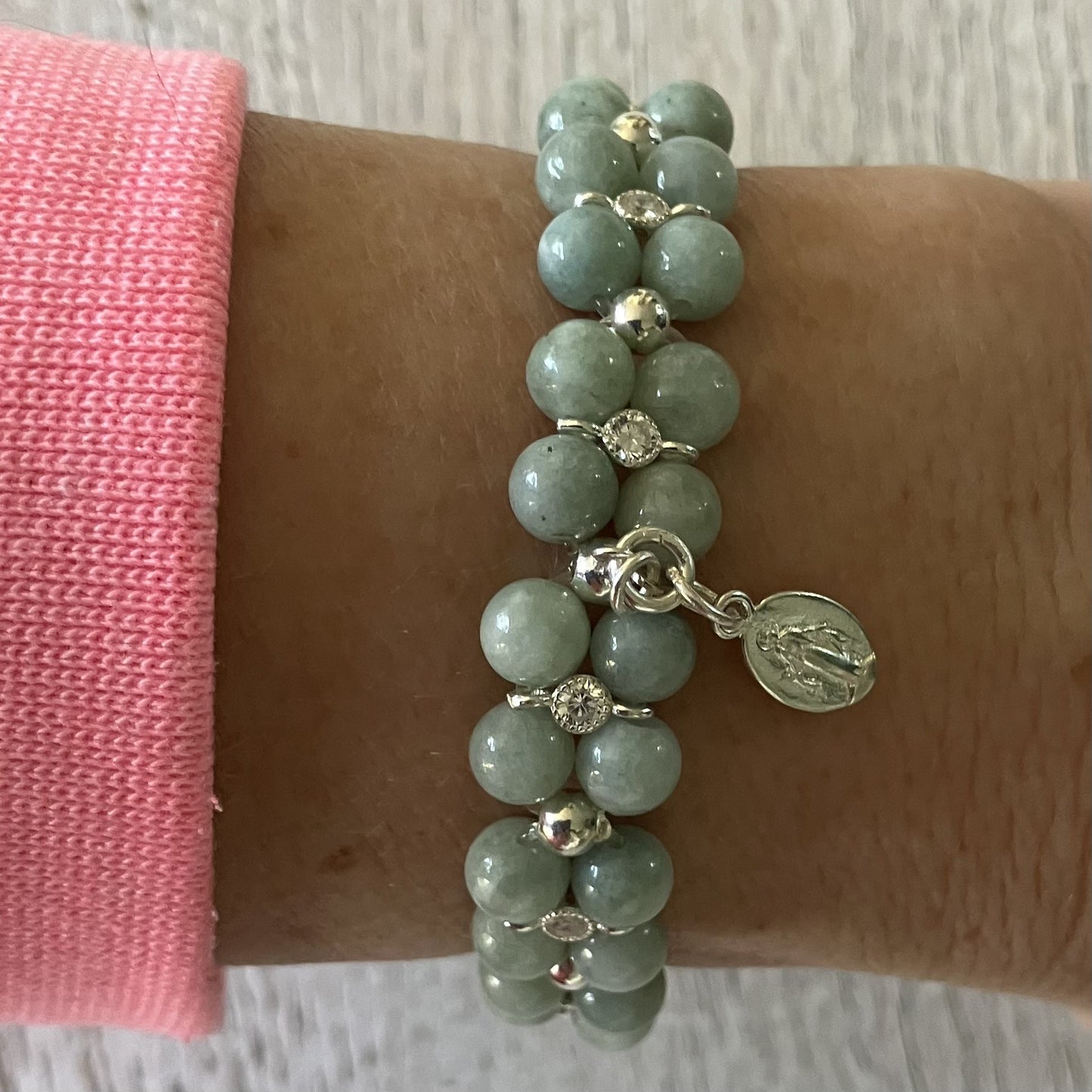 Jadeite Bracelet 925 silver (17,5-18,5cm) (92)