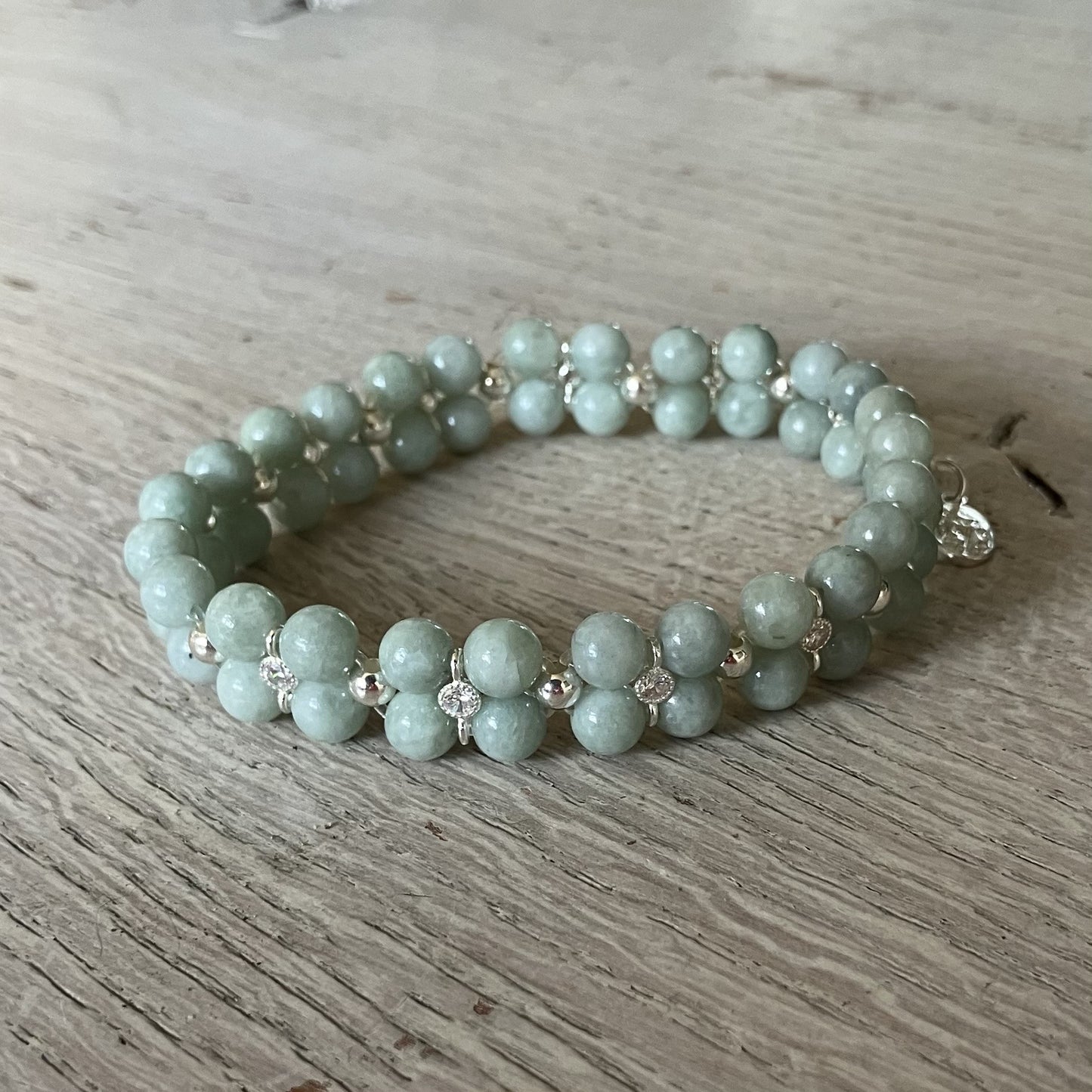 Jadeite Bracelet 925 silver (17,5-18,5cm) (92)
