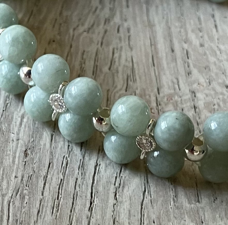 Jadeite Bracelet 925 silver (17,5-18,5cm) (92)