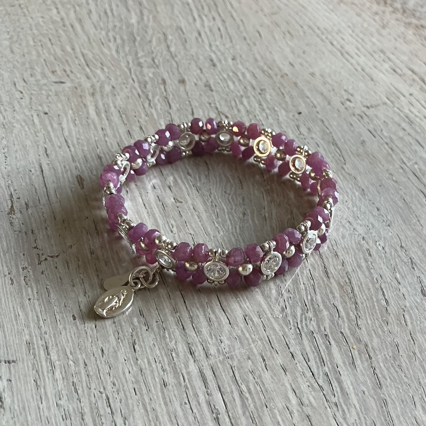 Ruby Bracelet light pink 4mm 925 silver (15,5-17cm) (97)