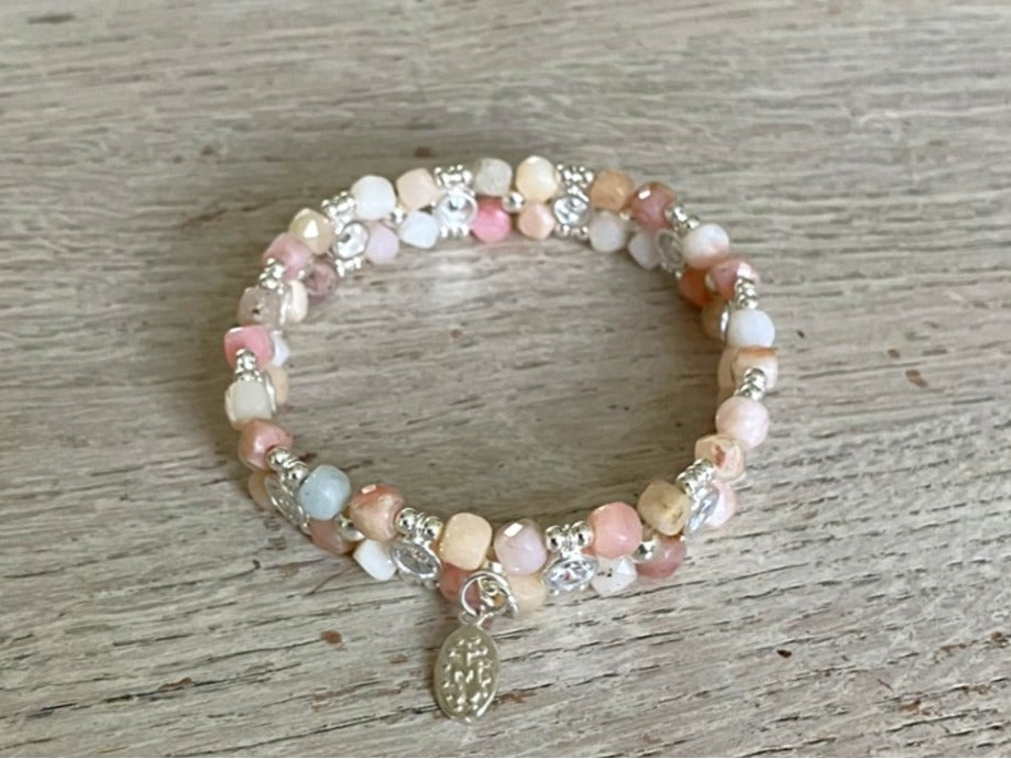 Andes Opal bracelet with zirkon and 925 silver (16-17cm) (57)