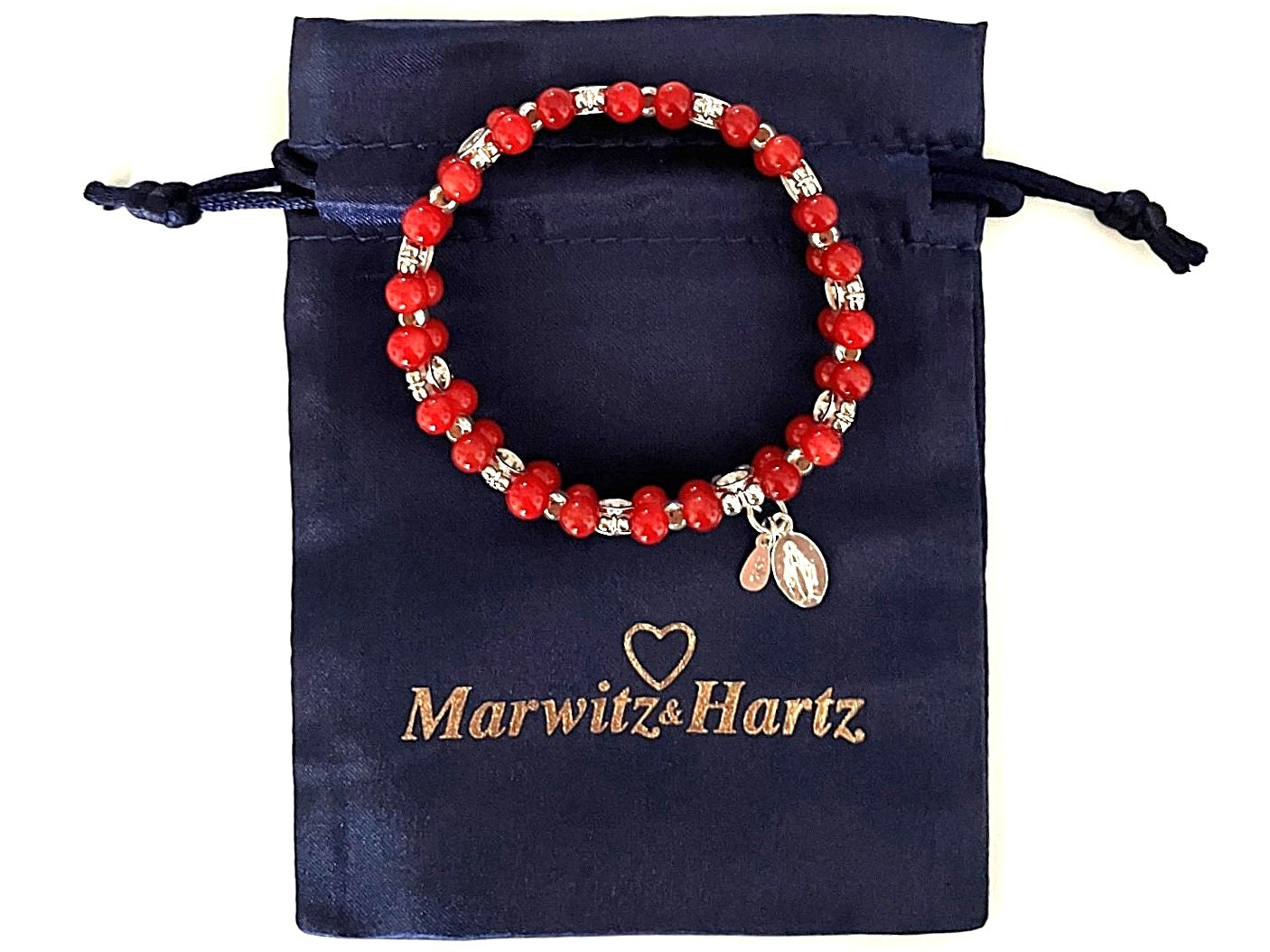 Coral Bracelet 4mm with 925 Sterling Silver (15-16cm) (23)