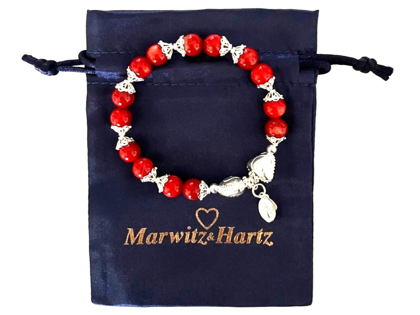 Coral Bracelet 8mm beads with 925 Sterling Silver (16-17cm) (22)