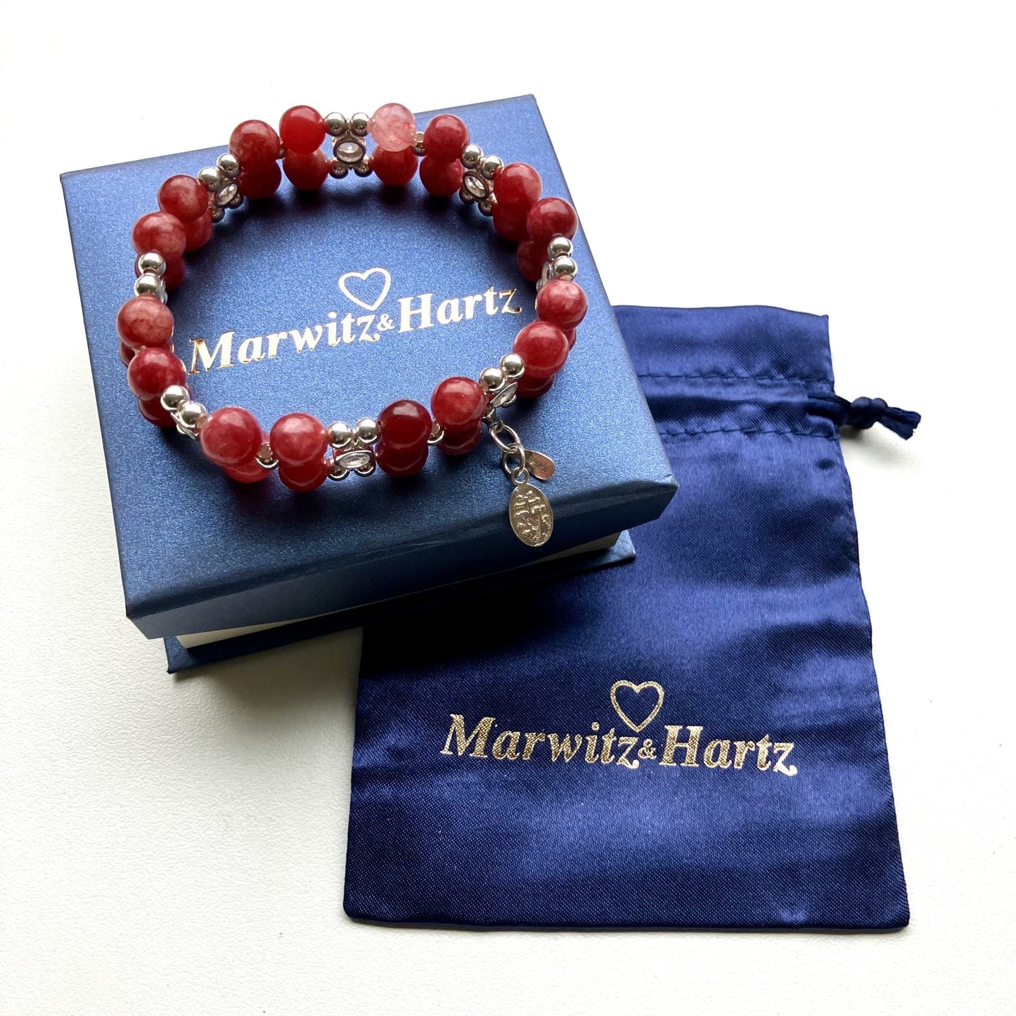 Cherry Quartz (8mm) bracelet in 925 sterling silver (16.5-17.5) (2)
