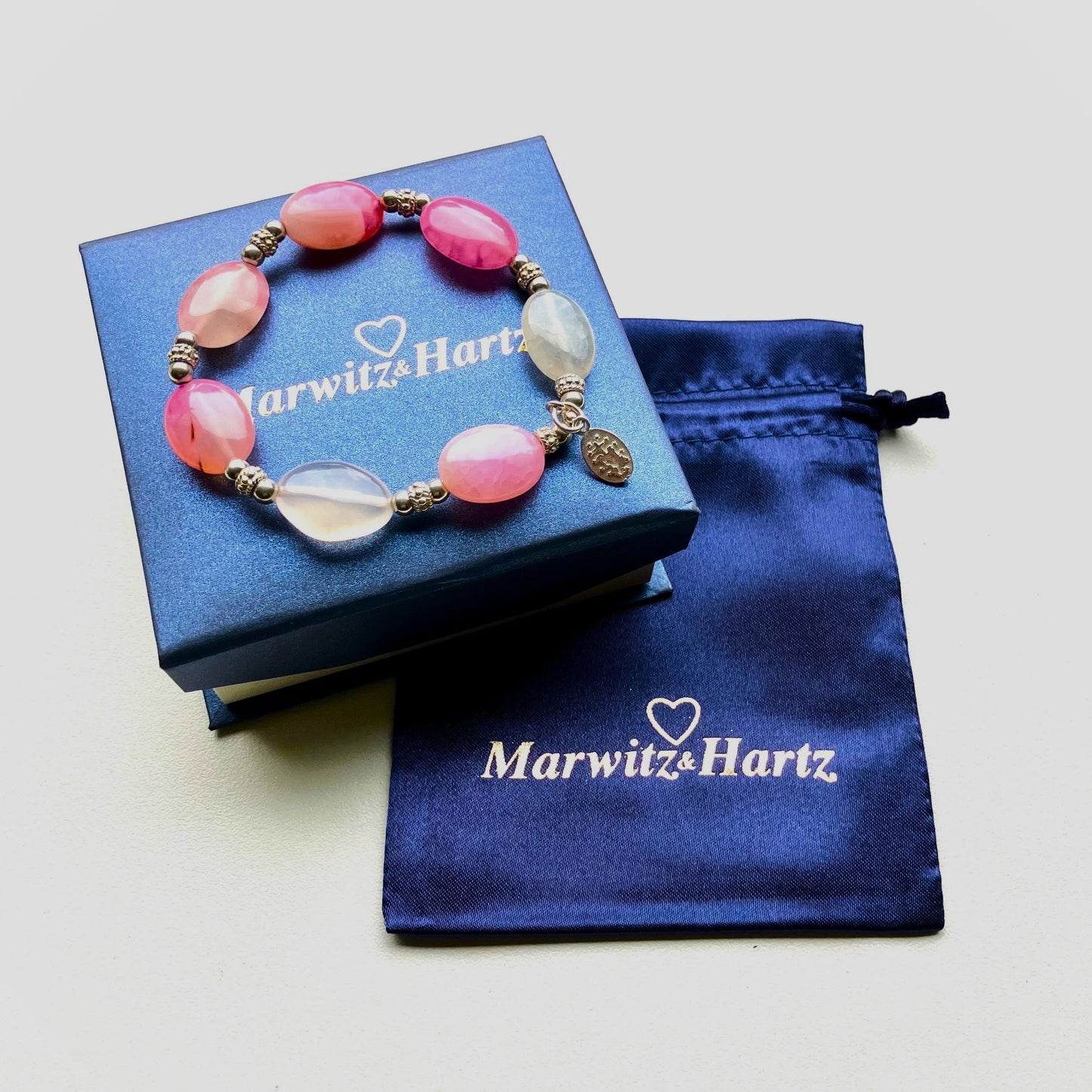 Agate Pink Oval Coin 6mm) bracelet in 925 sterling silver (16-17cm) (83)
