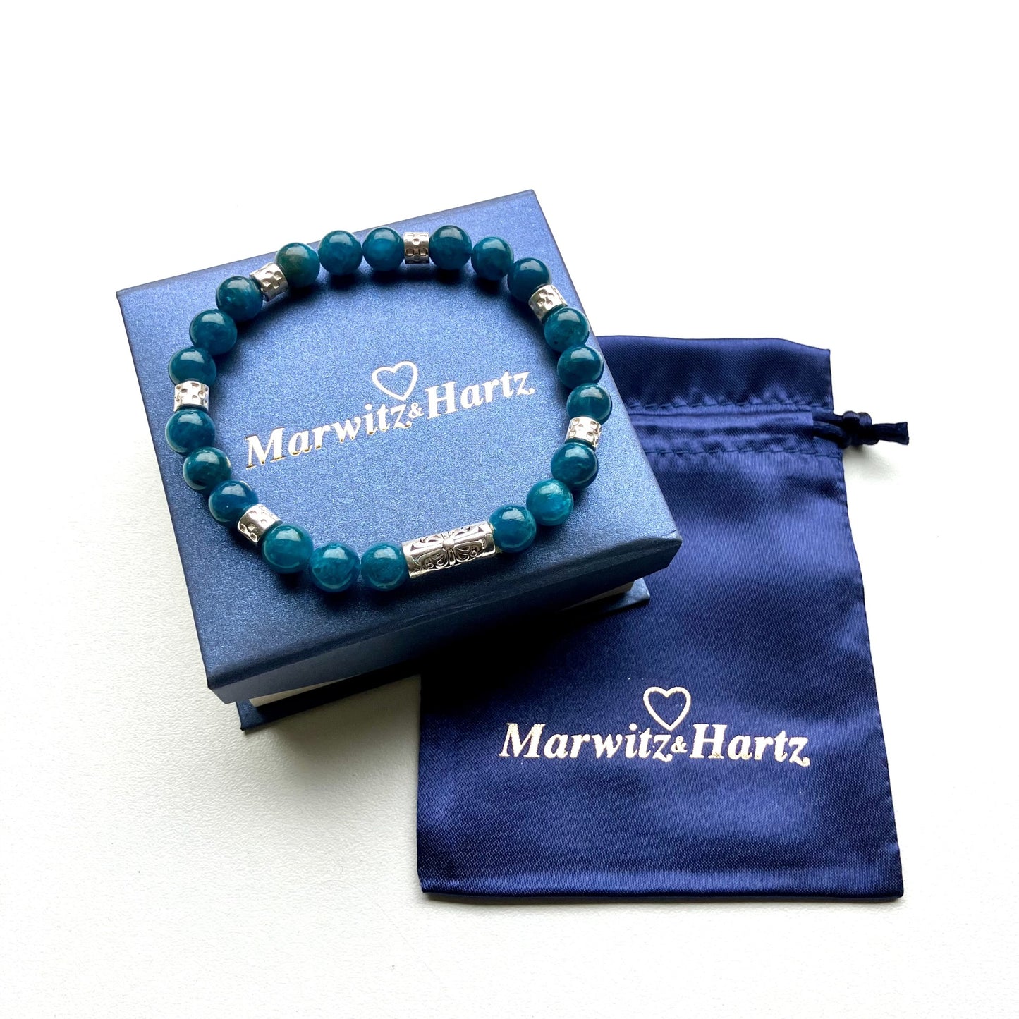 Apatite bracelet with 925 sterling silver (18-19cm) (7)