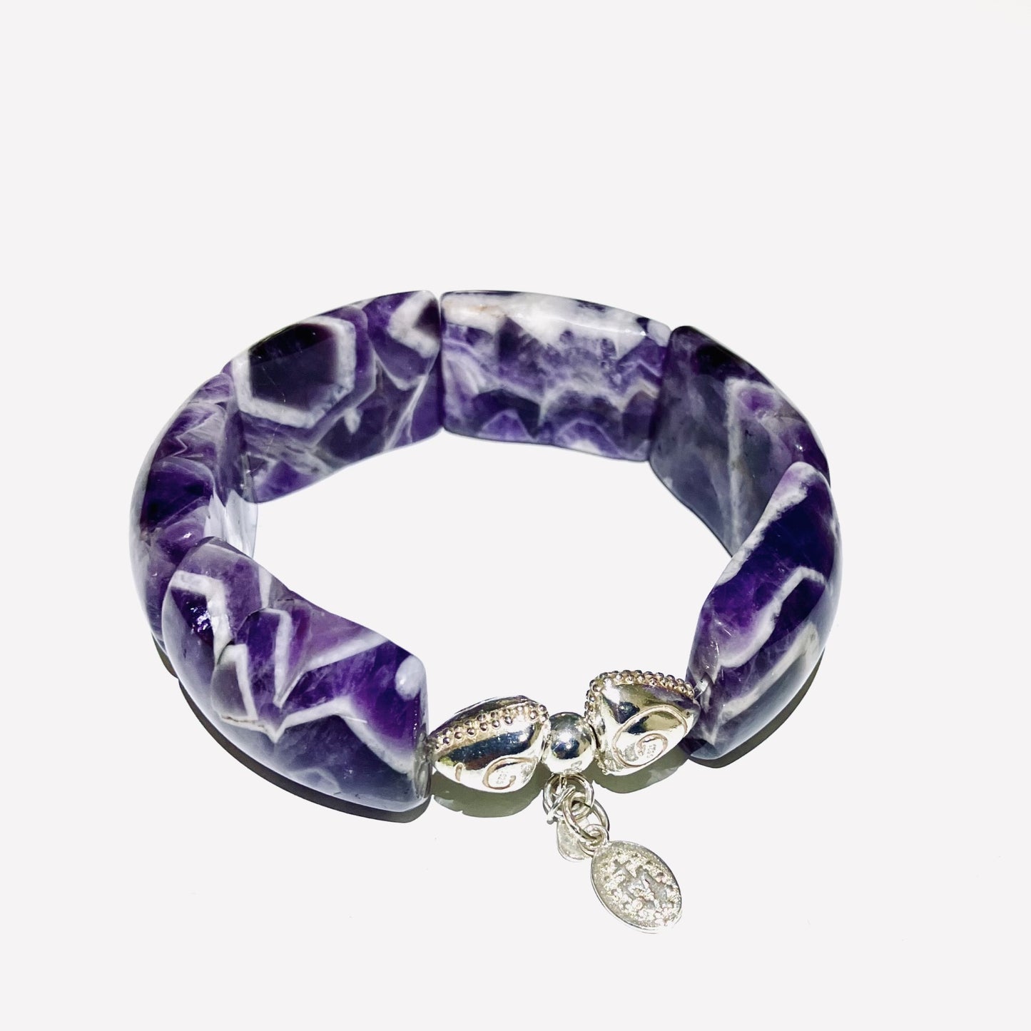 Amethyst Chevron Bangle large stones (16,5-17,5cm) (46-1)