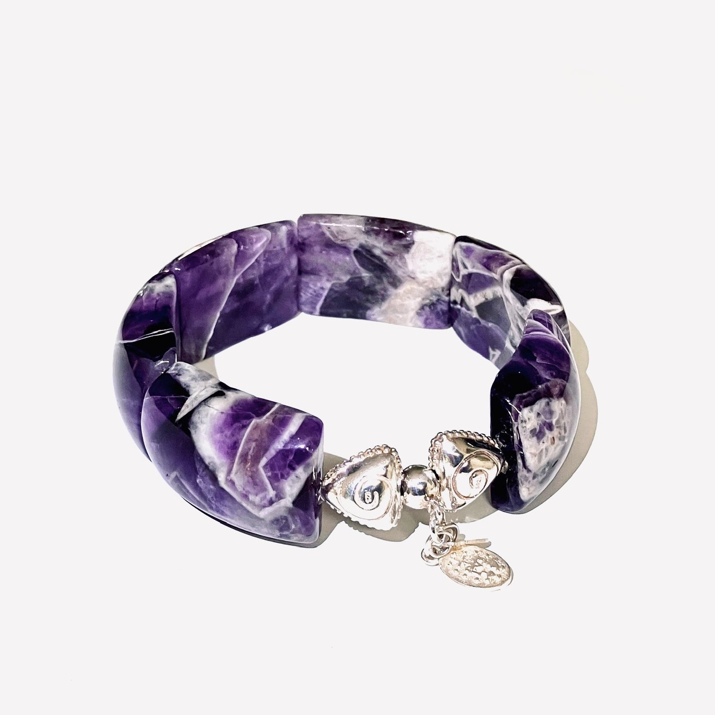 Amethyst Chevron Bangle large stones (16,5-17,5cm) (46-2)