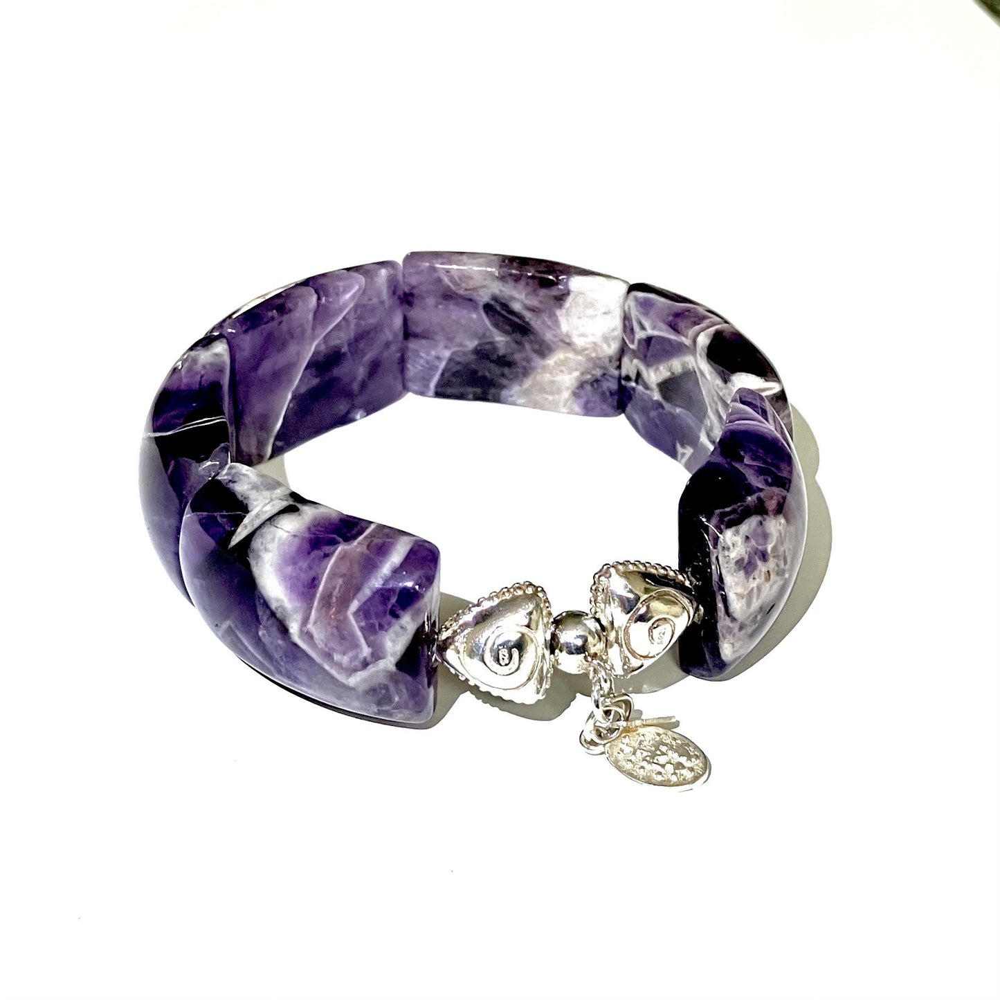 Amethyst Chevron Bangle large stones (16,5-17,5cm) (46-2)