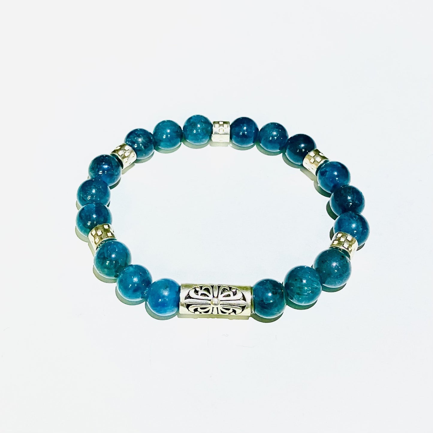 Apatite bracelet with 925 sterling silver (16-17cm) (8)