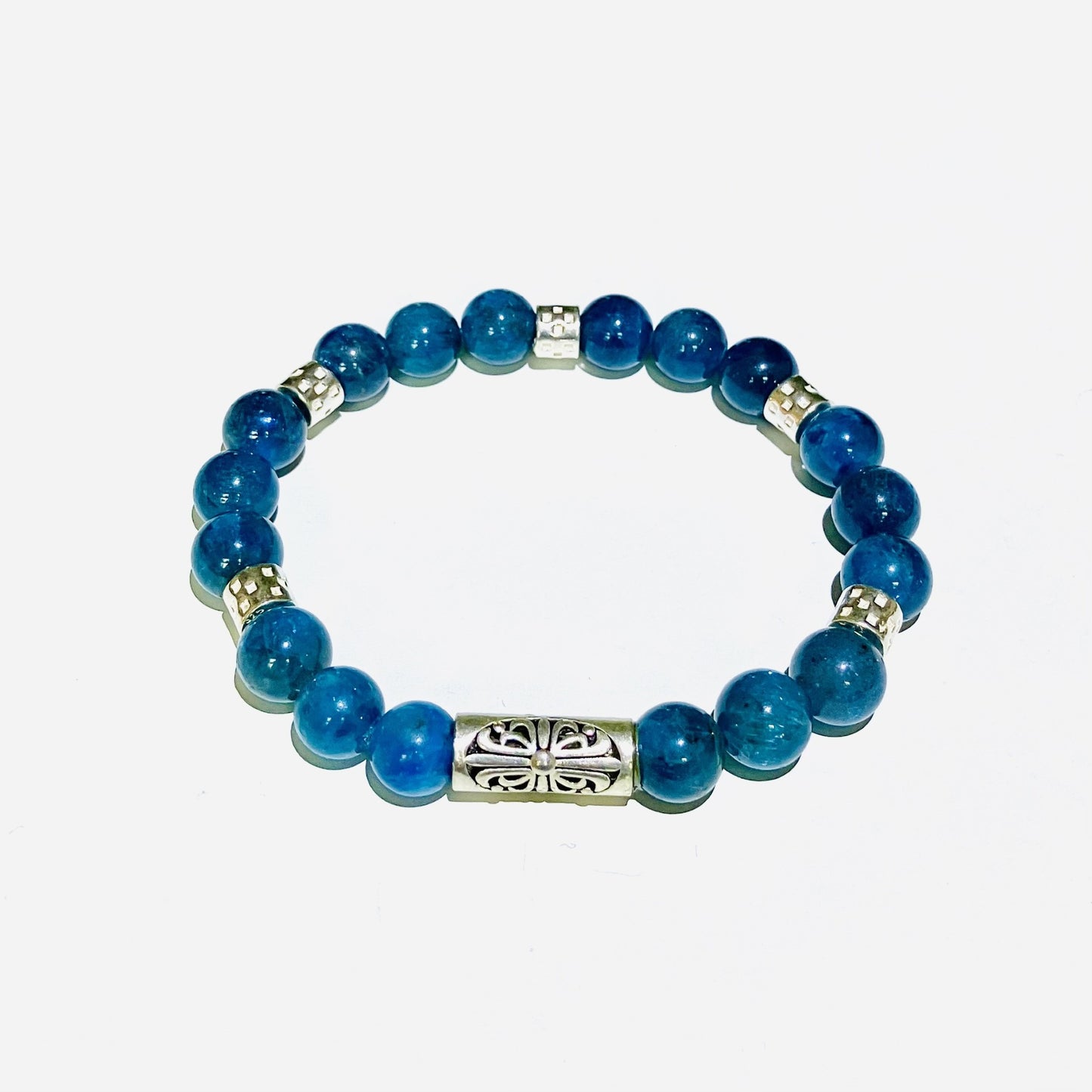 Apatite bracelet with 925 sterling silver (16-17cm) (8)