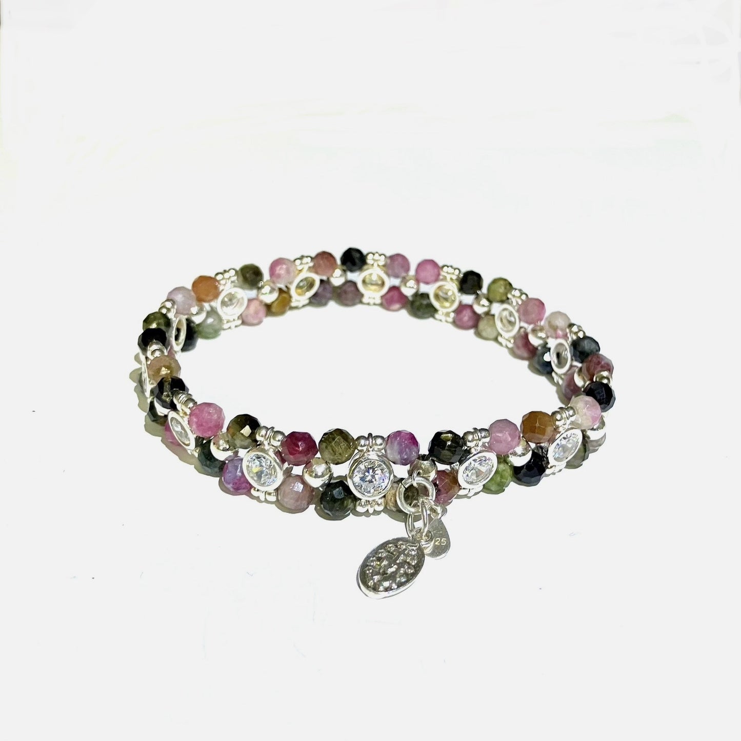 Tourmaline Multicolor 4mm 925 sterling silver (70)