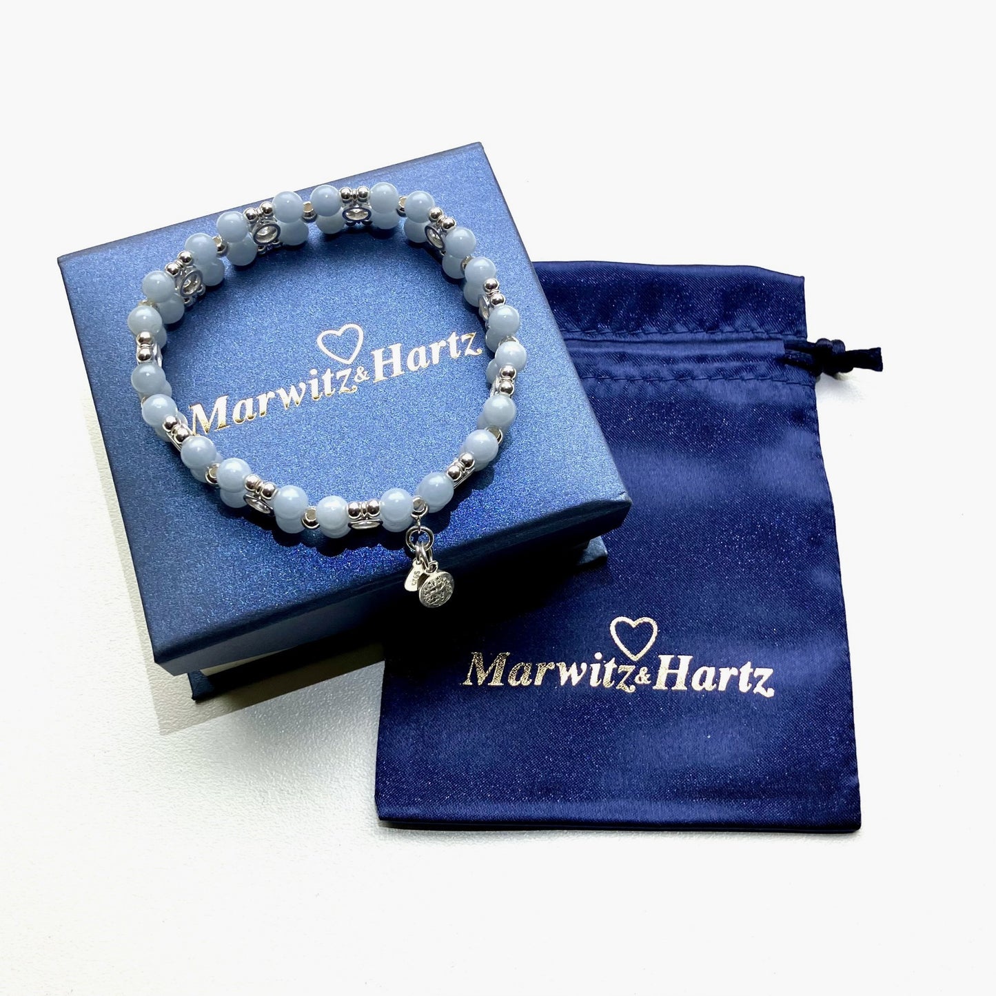 Angelite Bracelet with 925 silver (16,5-17,5cm) (49)