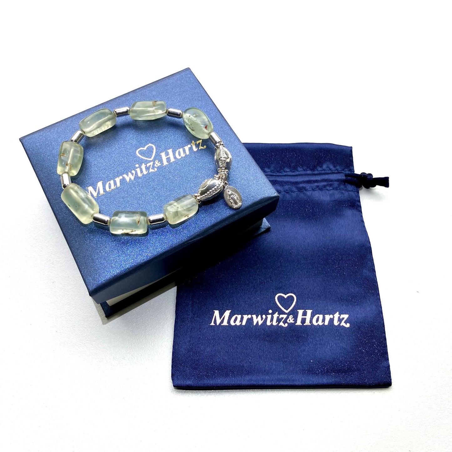 Prehnite Bracelet with 925 sterling silver (15-16cm) (53)