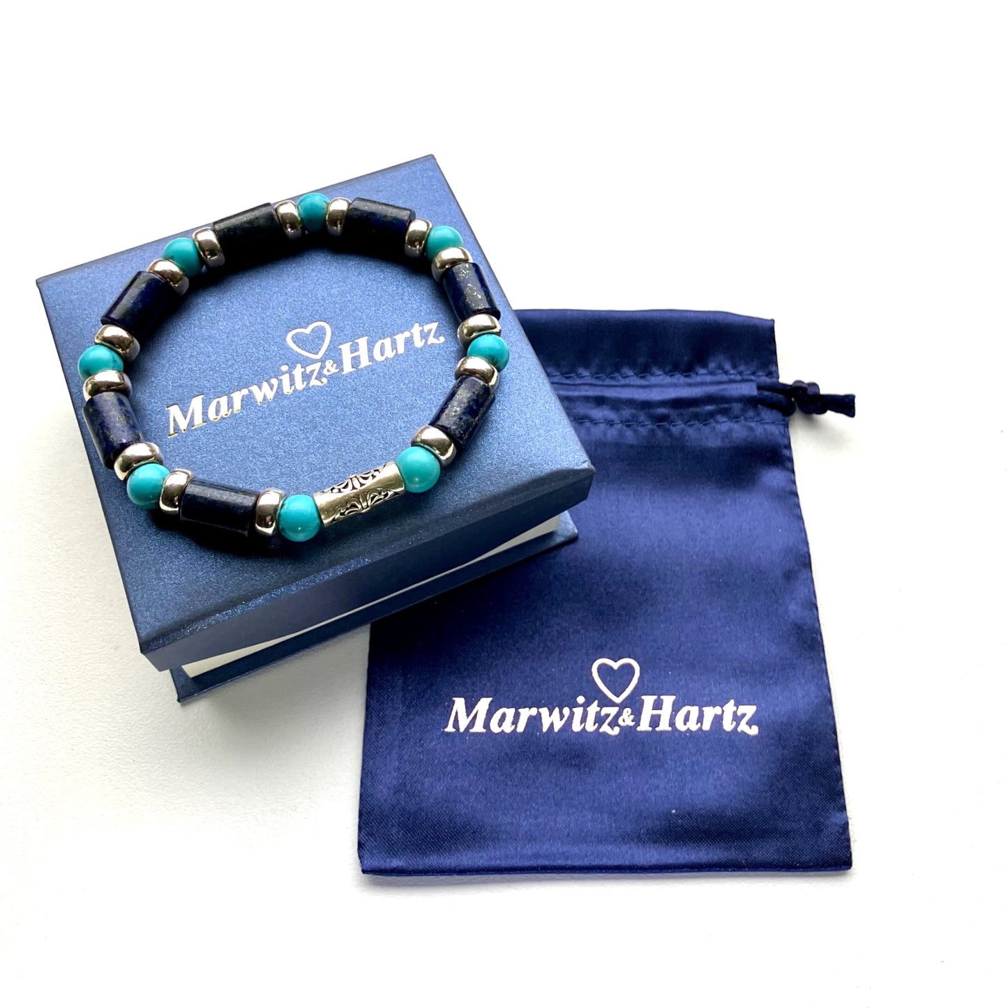 Lapis Lazuli & Turquoise Bracelet 925 sterling silver (18 - 19cm) (12)